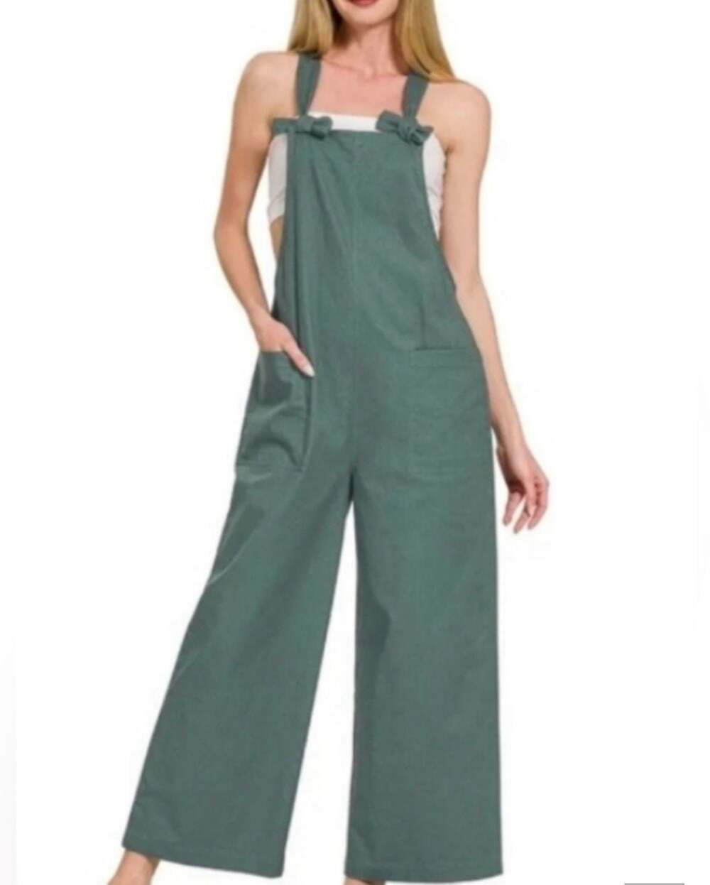 Zenana Woven Knot Strap Overalls - TikTok Shop